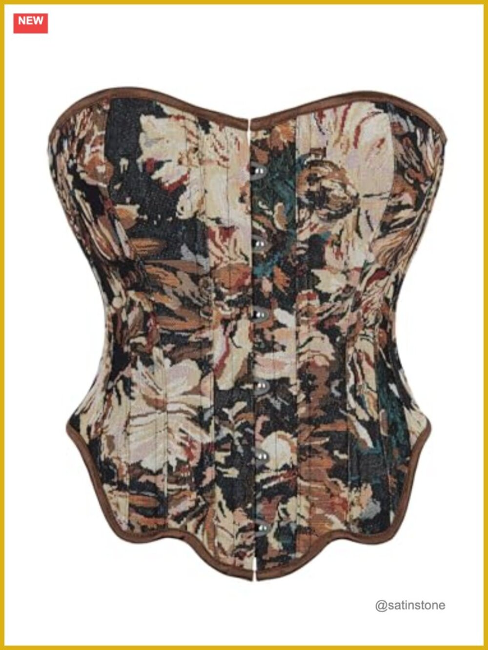 Vintage Renaissance Corset Top Floral Bustier Lace Up Overbust Women